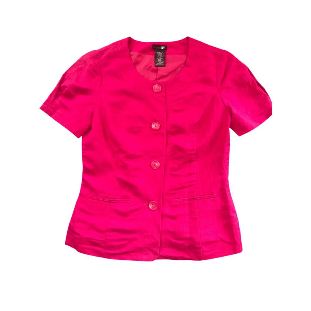 East 5th Fuchsia Pink Linen Blend Short Sleeve Blazer Jacket Size Small / Chico
